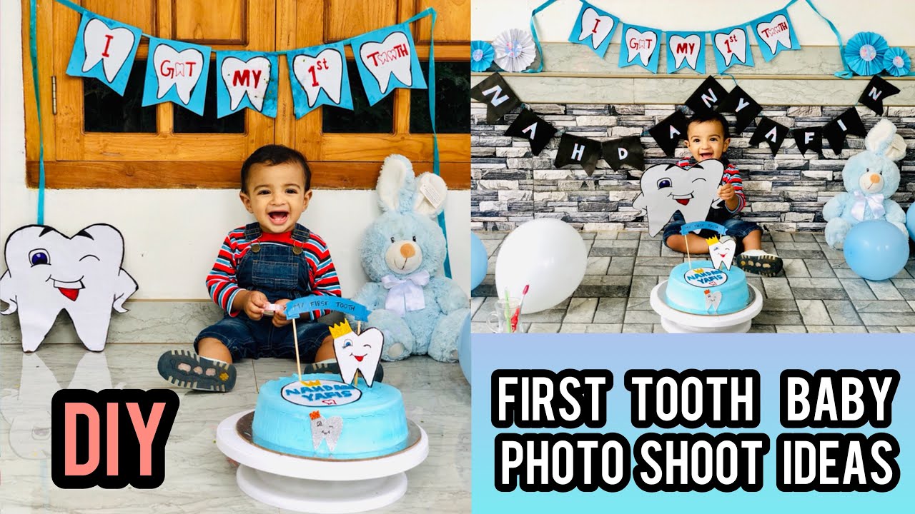 1st tooth baby photoshoot at home diy|tooth photo props ideas |easy baby photo shoots|teeth function