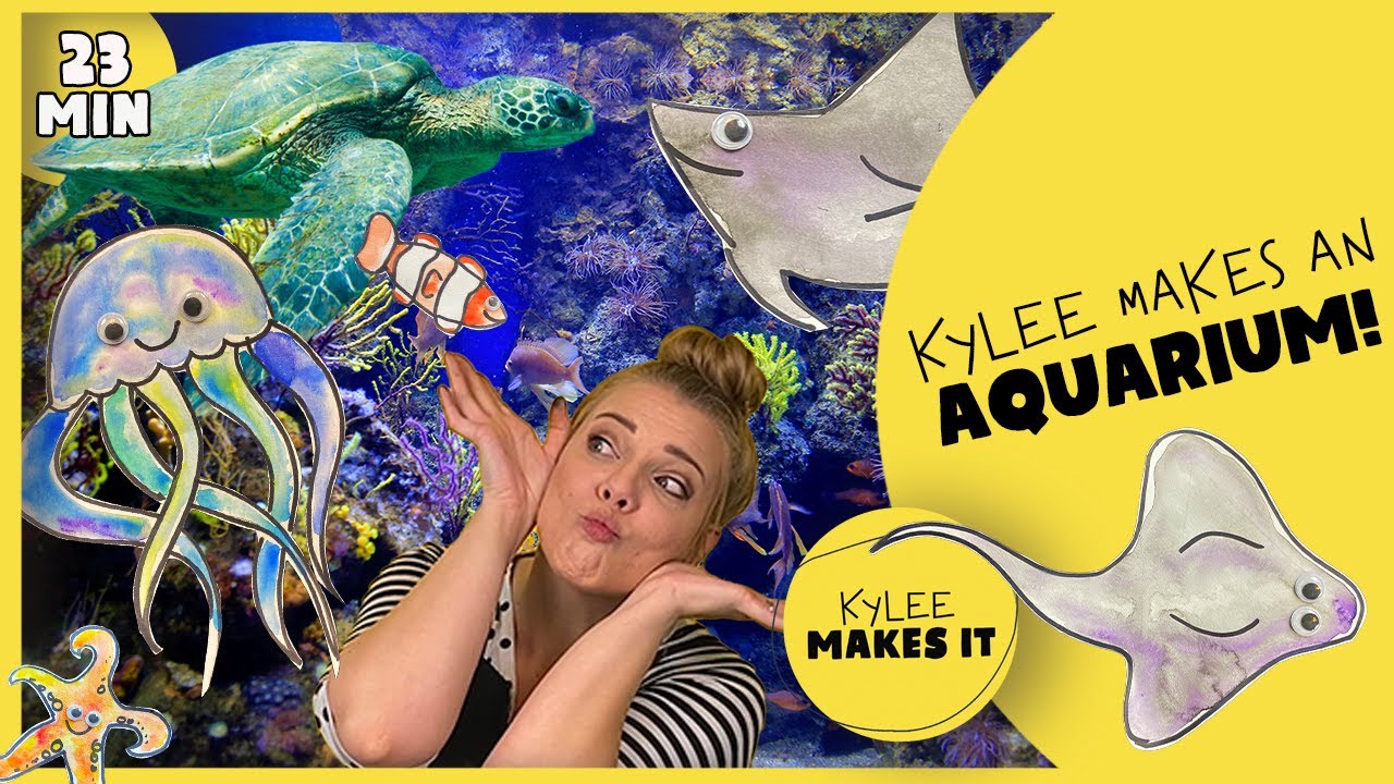 Kylee Makes an Aquarium | Video for Kids | How to Draw Fish, Sea Turtles, Sharks, Stingrays and more