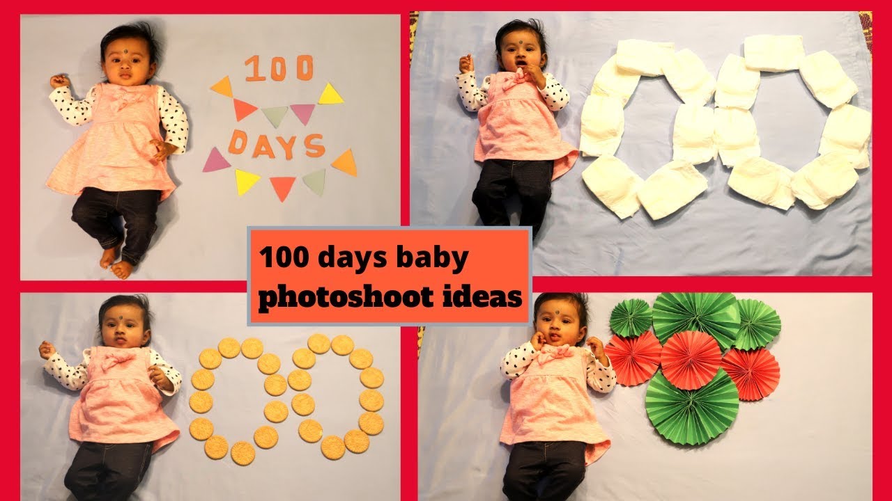 100 days baby photoshoot ideas at home | Baby photoshoot ideas