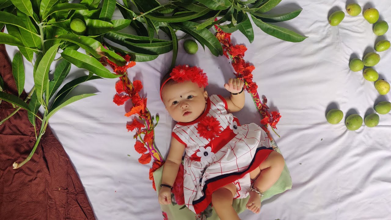 How to Baby photoshoot at home #lockdown  #3rd month #mangotheme ..
