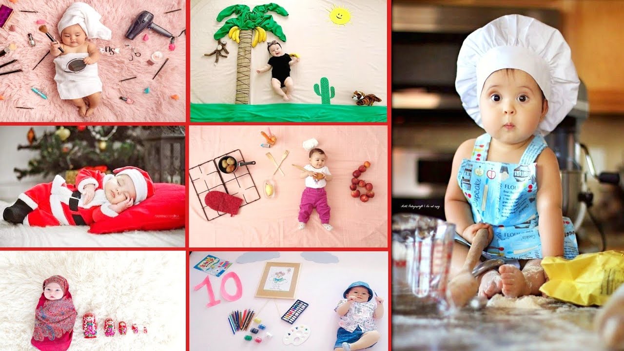 Monthly Baby photoshoot ideas at home ll Baby photography at home ll Monthly birthday photoshoot.