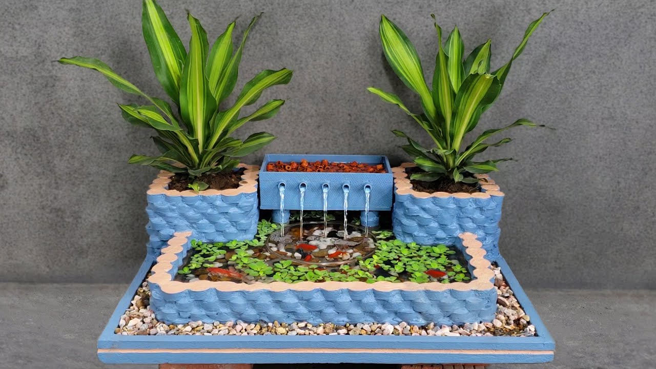Wow! Amazing Idea with Cement – How To Make a Beautiful Waterfall Aquarium For Your Family