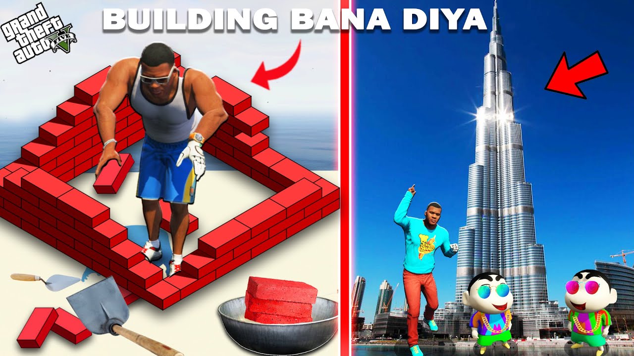 GTA 5 : Franklin First Time Making Building With Shinchan in GTA 5 ! (GTA 5 mods)