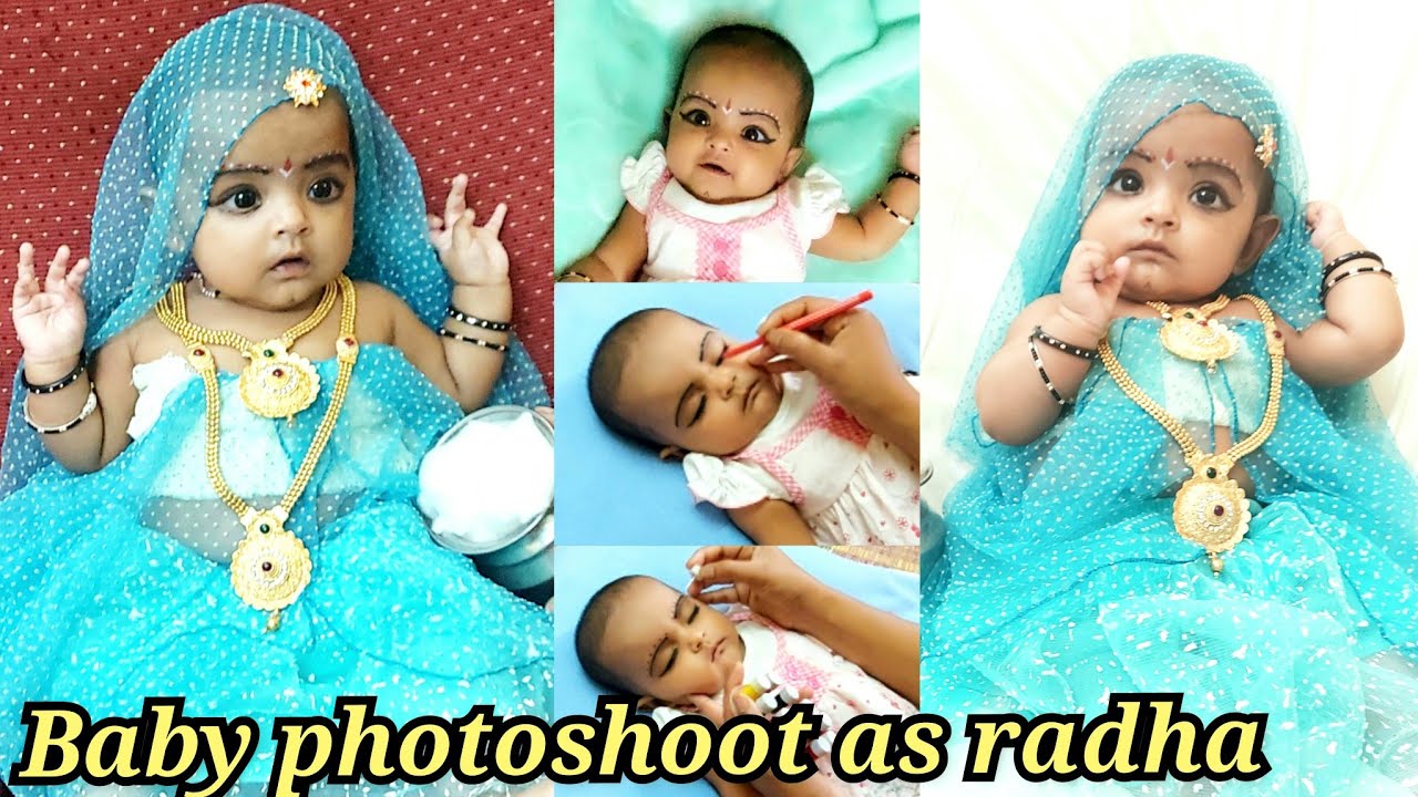 5 months Baby as radha photoshoot at home/baby photoshoot/radha makeup/radhai vedam