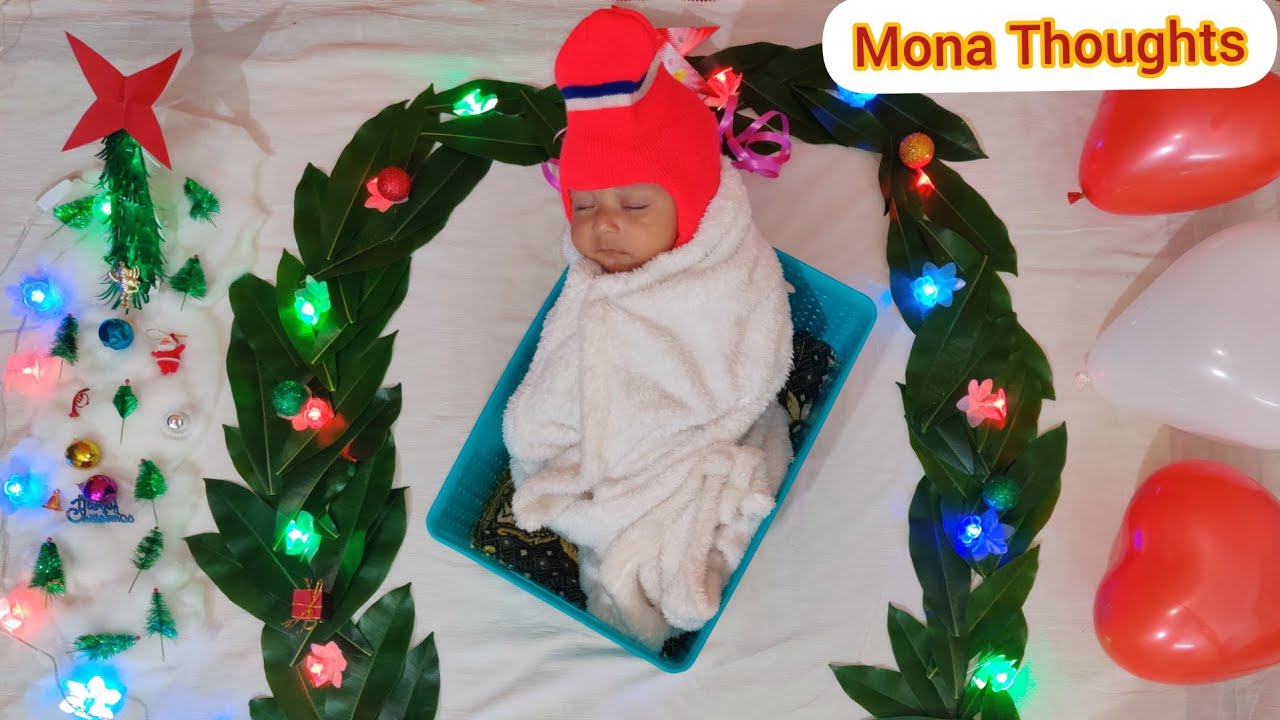 Christmas theme baby photoshoot ideas | Christmas theme baby photoshoot at home | Christmas baby