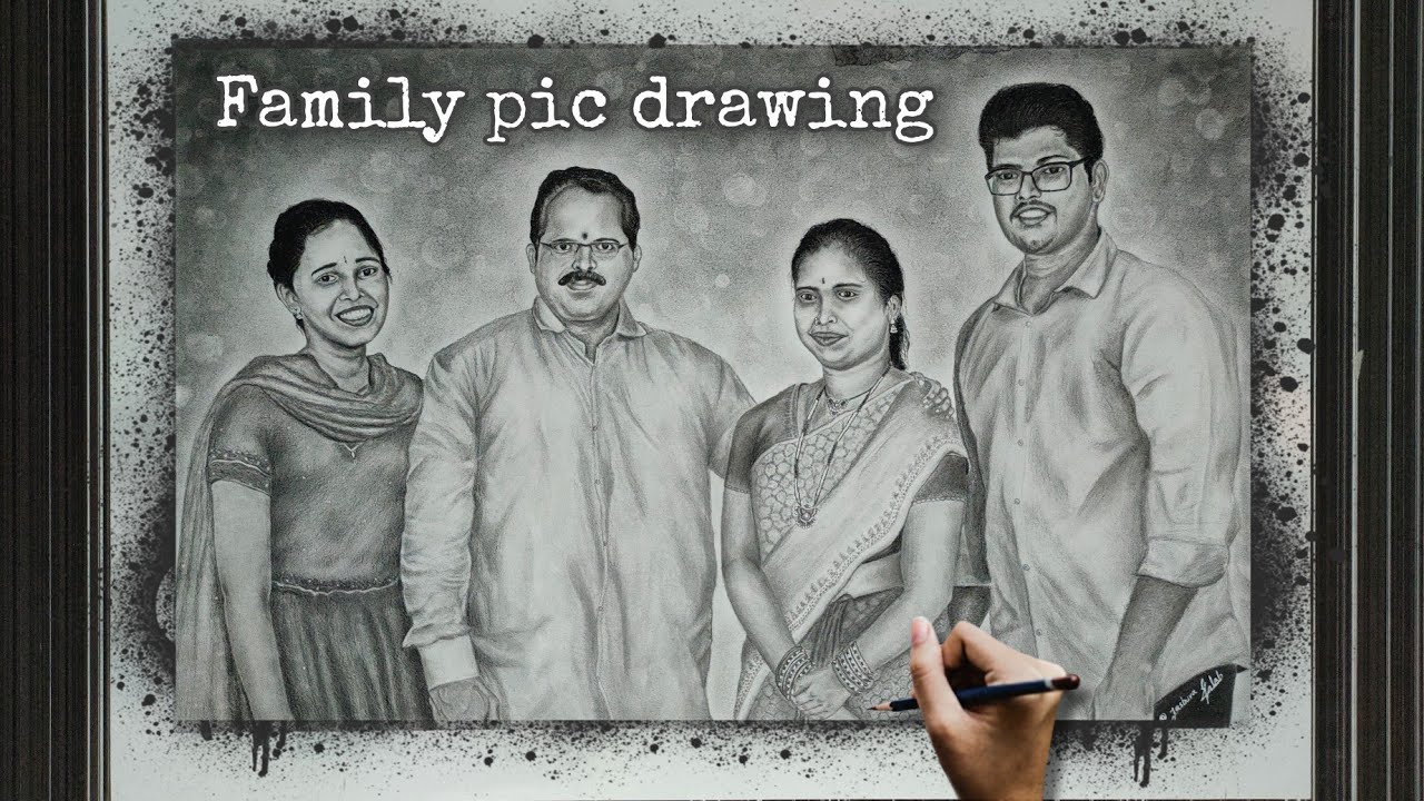 Commission art work | Family photo portrait drawing | How to draw family photo | #1