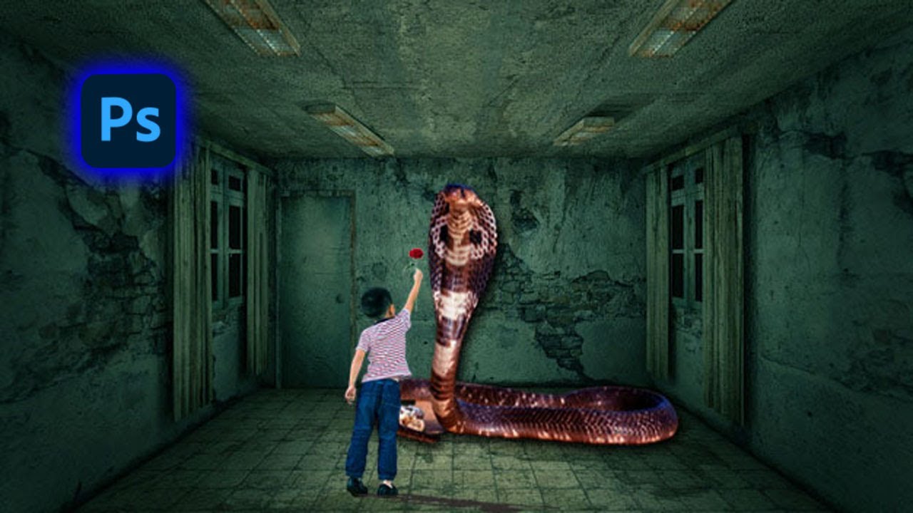 Edit Snake and child photo in Photoshop