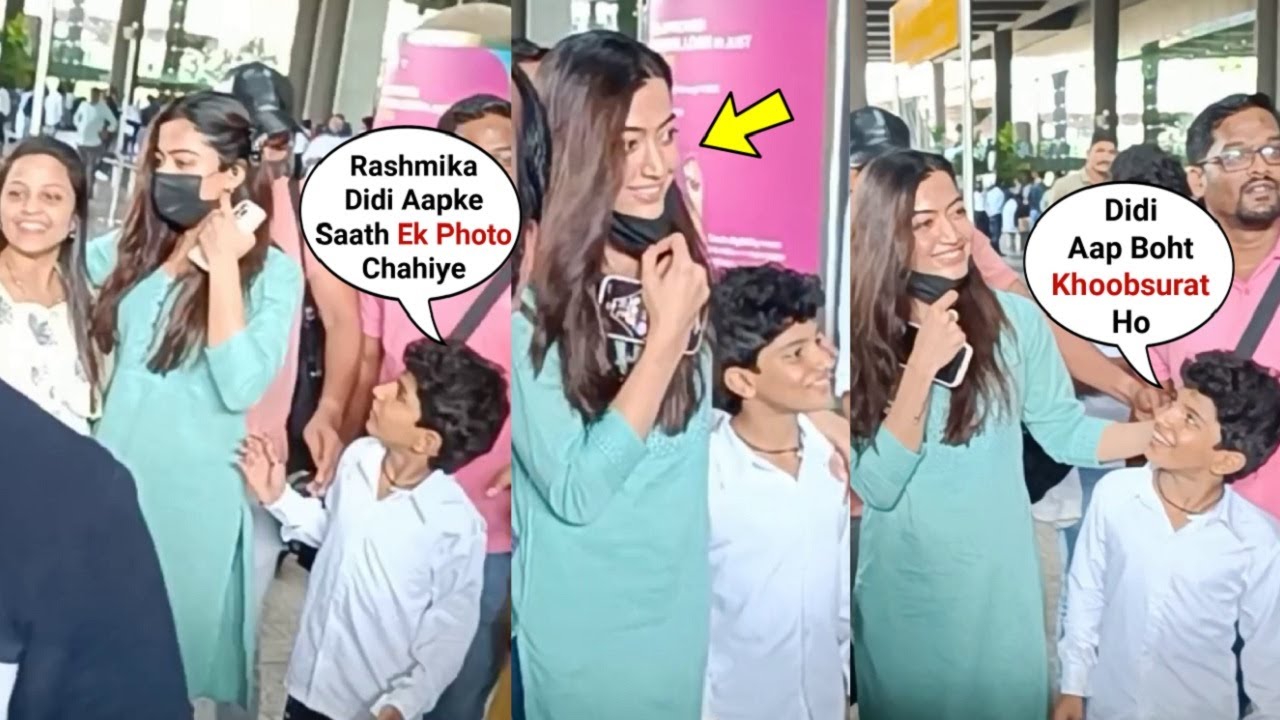 Rashmika Mandana Sweetest Behaviour With This Small Kid Asking For One Photo With Her Is So CUTE♥
