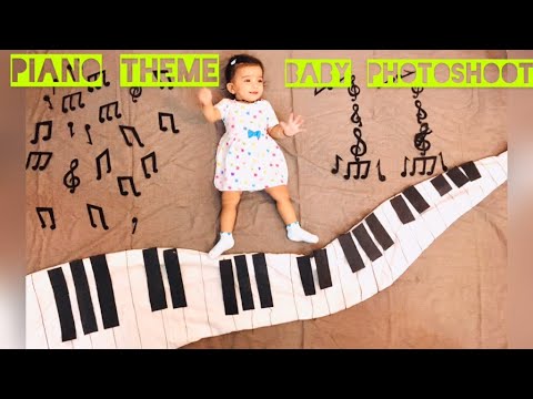monthly baby photoshoot ideas at home| baby photoshoot  Piano Theme| Monthly baby photo