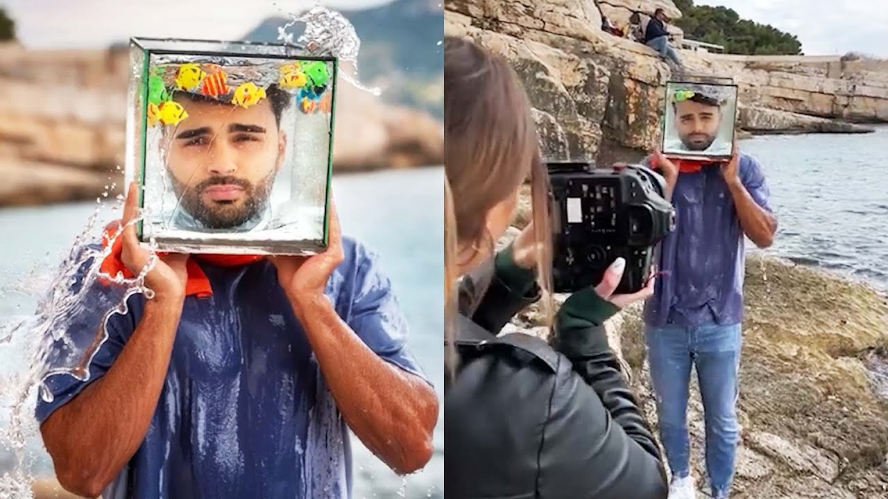 👨🐟 MY HEAD IS IN A FISH AQUARIUM 🐟👨 Photography Tutorial in #Shorts by youneszarou