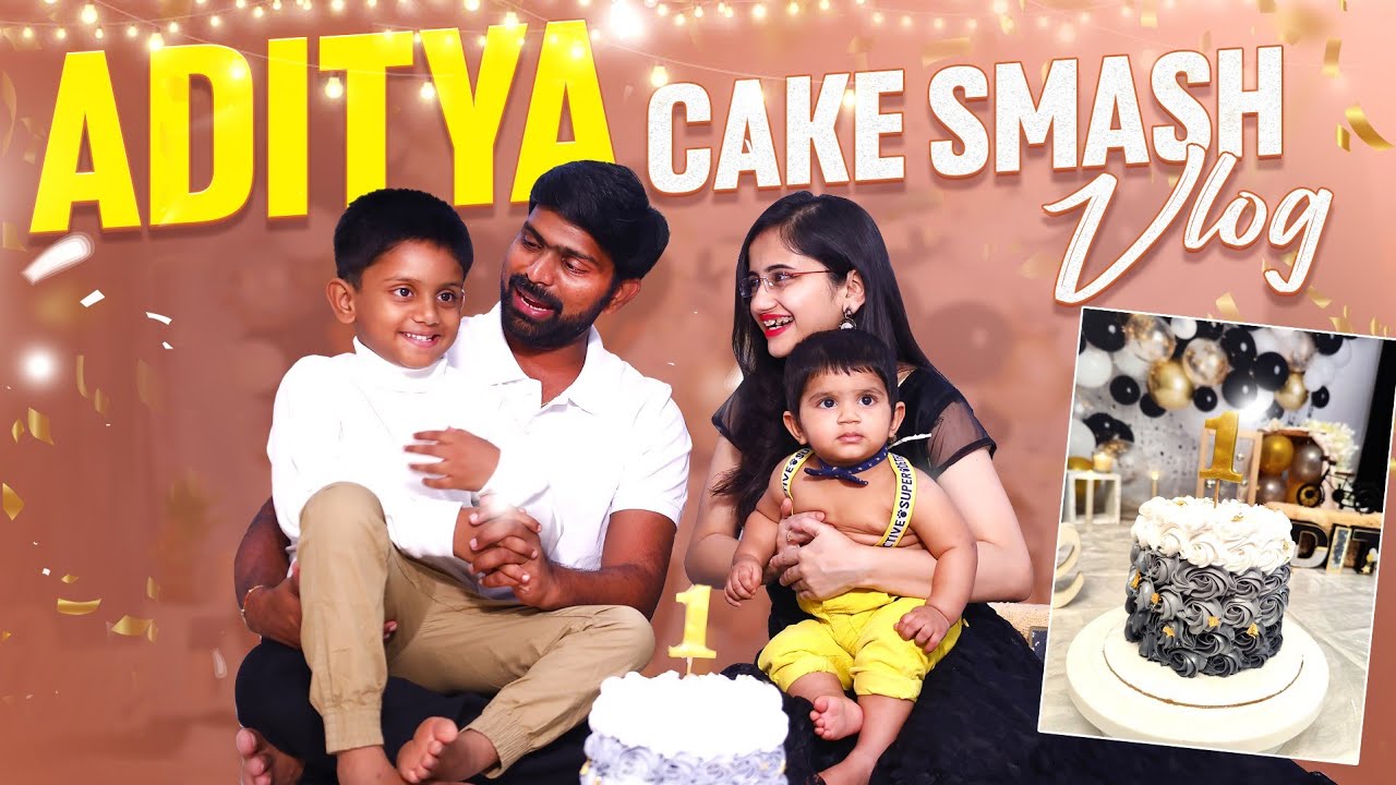 Aditya's cake smash vlog 🎉🎂 | Decor | Cake | Baby photoshoot #voiceofvasapitta #teluguvlogs