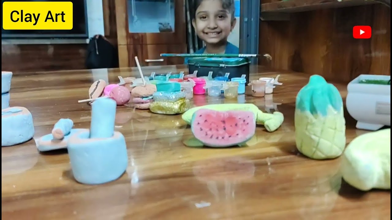 Clay Art  | School Project Task – Clay Model – Fruits | Vegetable | Utensils | Tanishk & Krishika