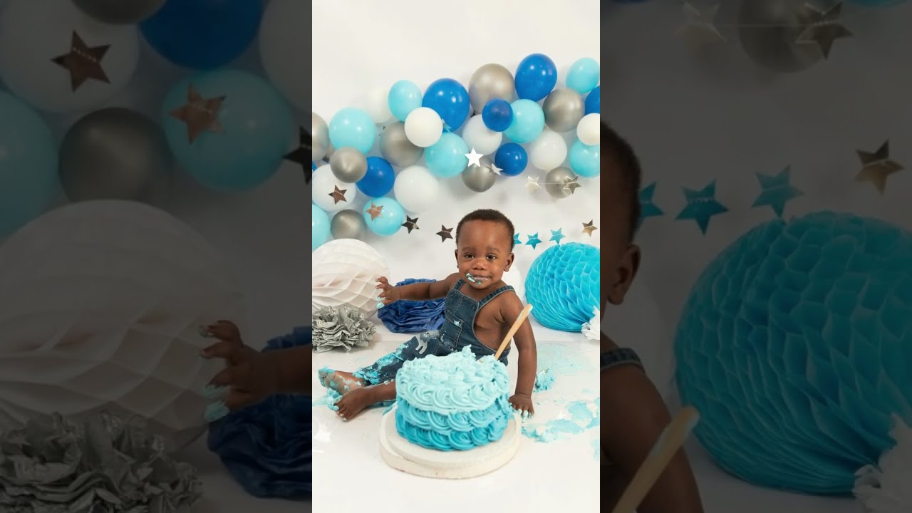 Cake smash photoshoot for 1st birthday in Milton Keynes