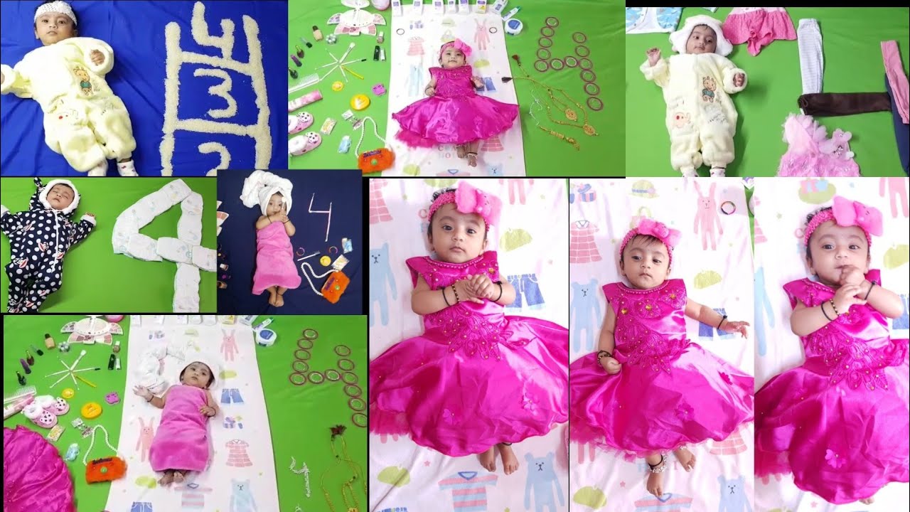 4 Month Baby Photoshoot ideas at home /monthly baby photoshoot ideas / 4th month baby photography