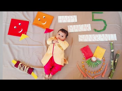 Makar sankrant theme baby Photoshoot / Idea | monthly baby photoshoot  Diy at home | Divya Gulbhile