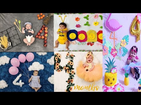 4 Month Baby Photoshoot ideas at Home | 4th month baby photoshoot | Monthly baby photoshoot ideas