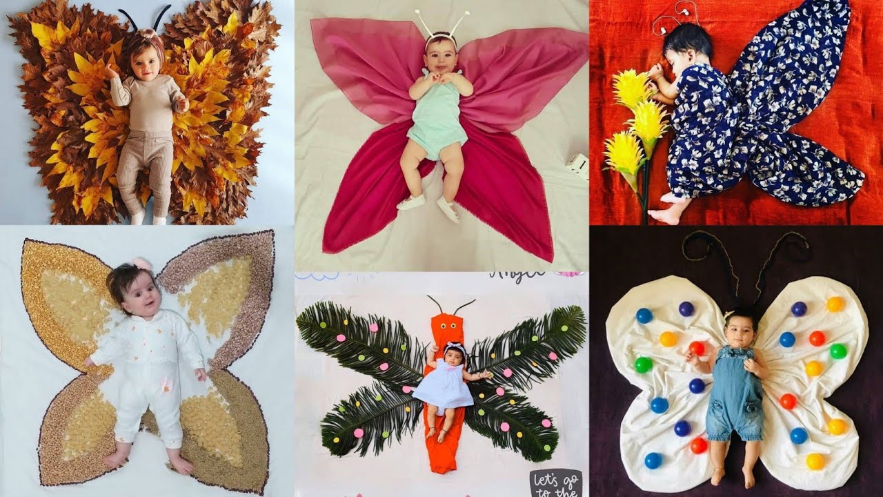 Butterfly theme| Baby photoshoot ideas at home| Monthly baby photoshoot ideas| Simple| Easy