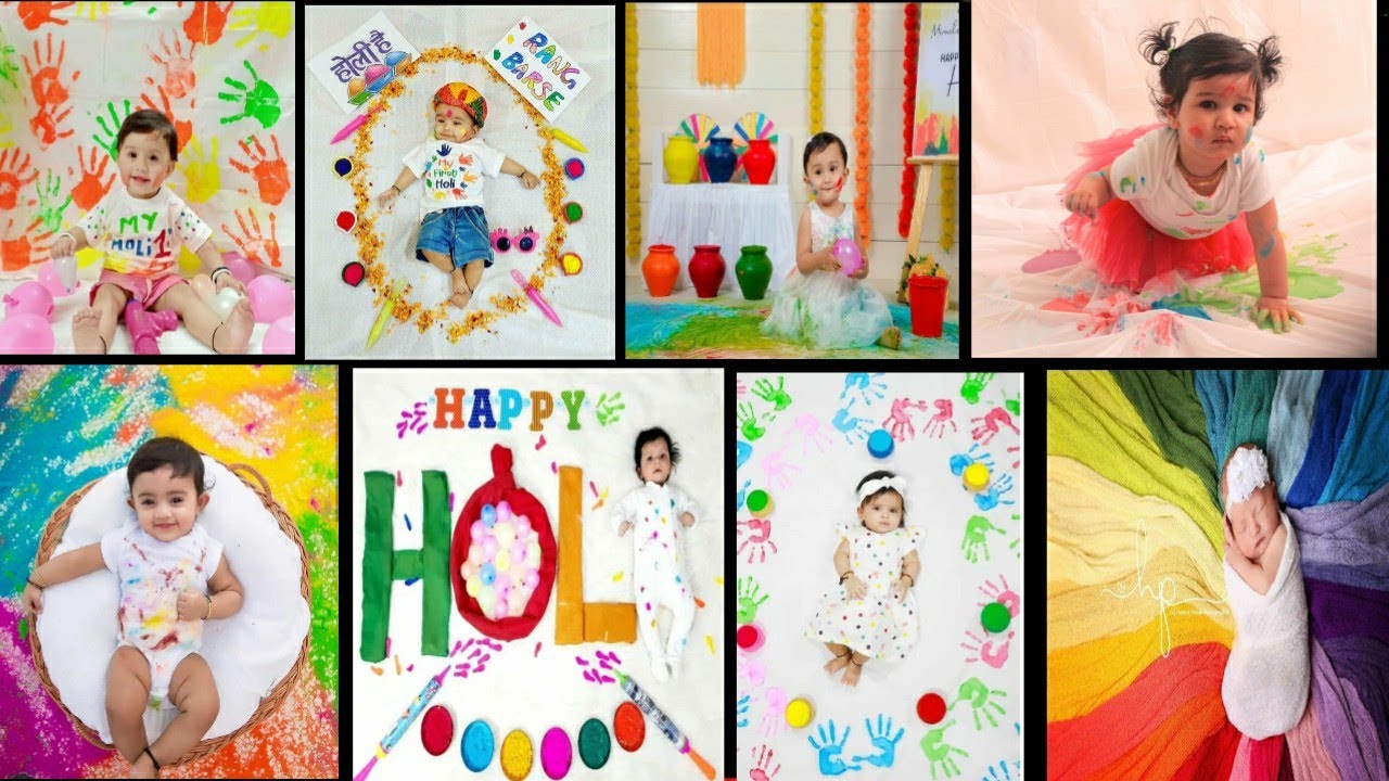 50+ Holi theme baby photoshoot ideas | holi theme | baby photoshoot ideas at home