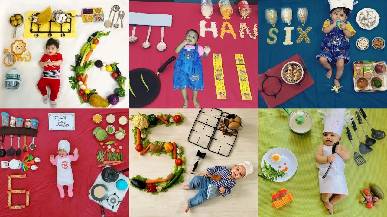 Kitchen theme baby photoshoot ideas| Baby kitchen theme| Monthly baby photoshoot | Simple kitchen