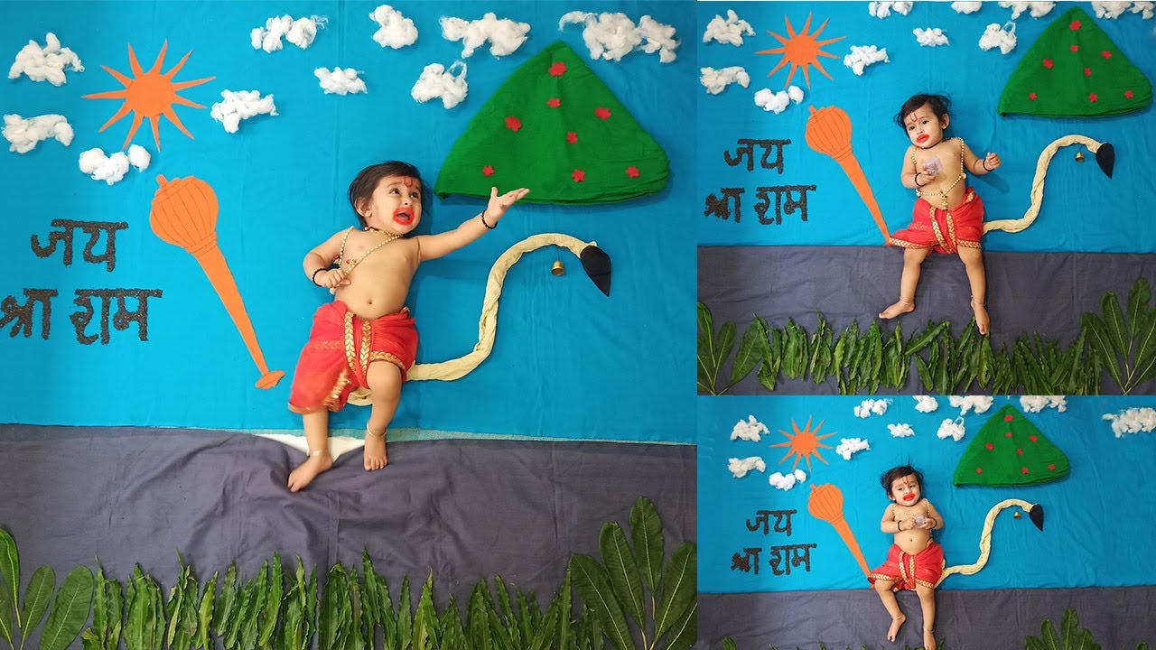 #hanuman  #festival #godHanuman jayanti baby photoshoot ideas /bal hanuman theme /festival theme