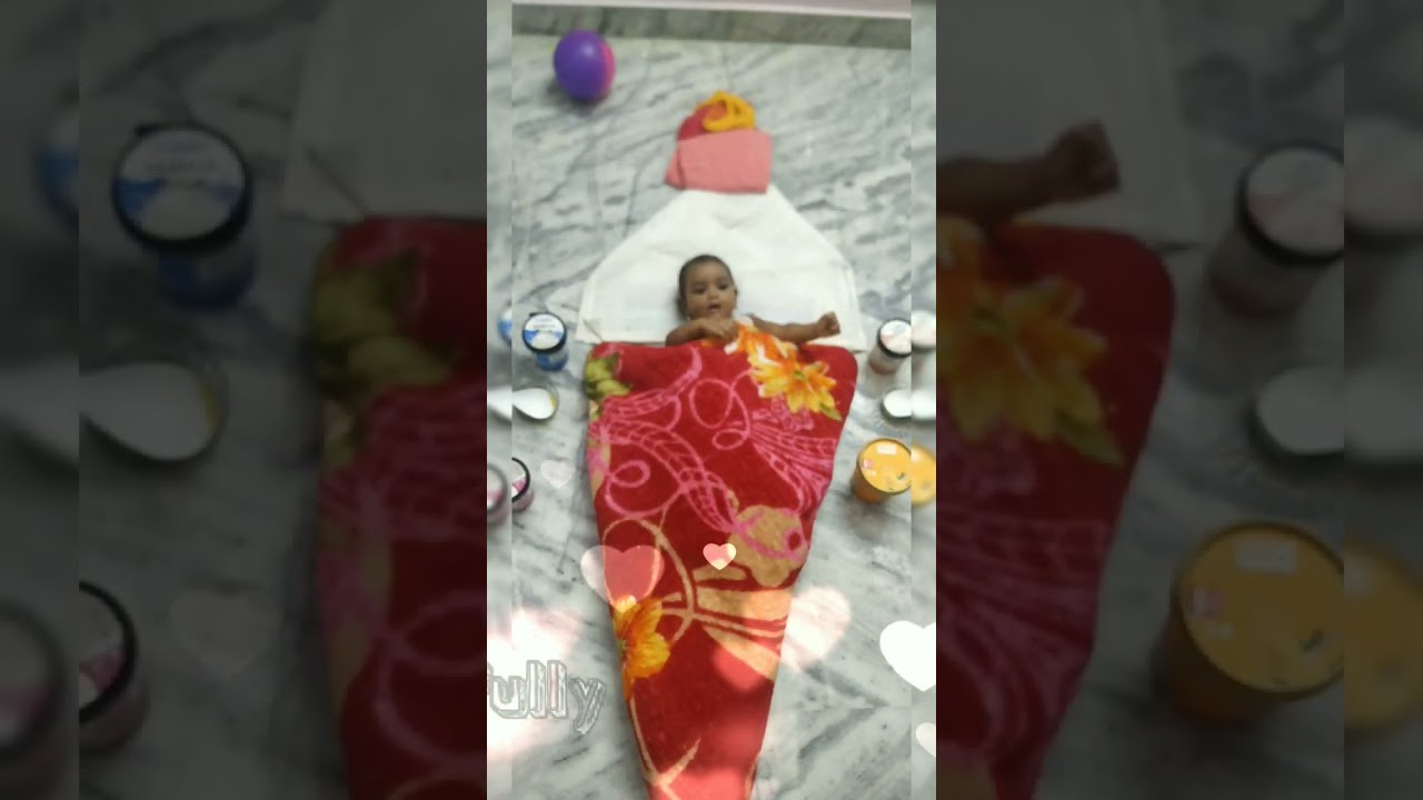 ice cream cone shape photos || 10th month photo shoot ideas || baby photo shoot monthly || ice cream