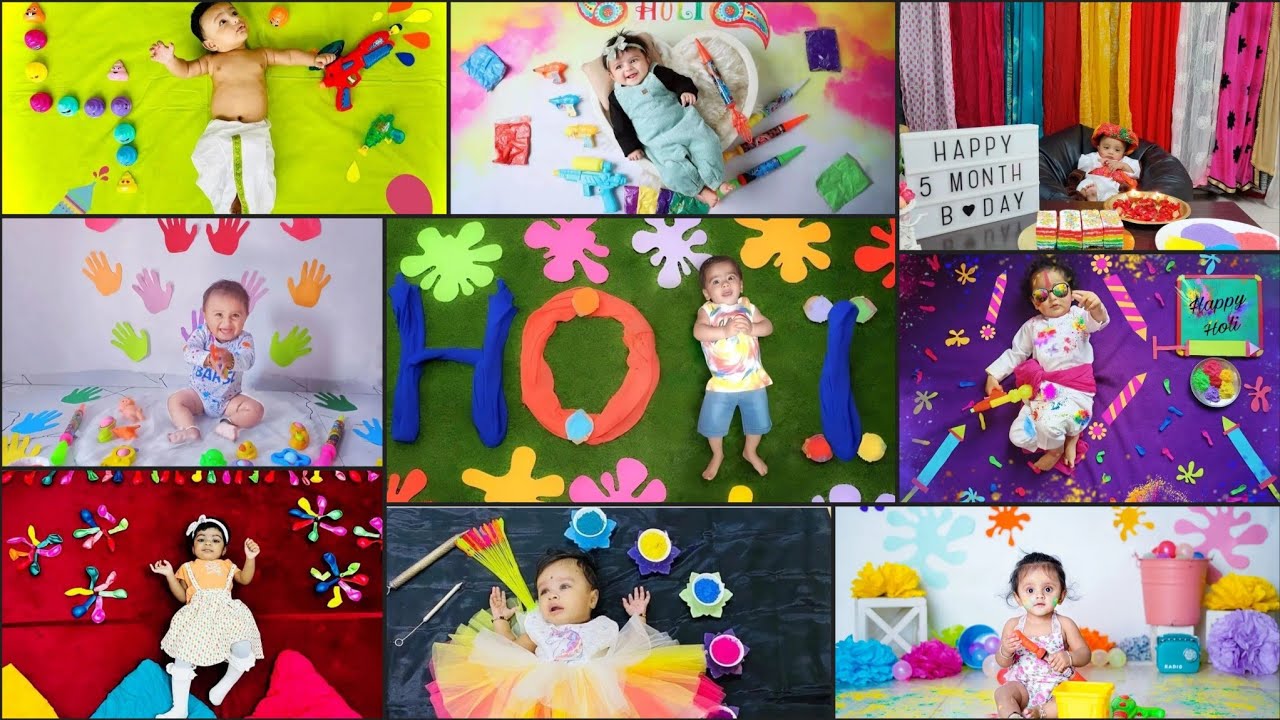 Holi theme baby photoshoot ideas| Baby Holi theme| Latest holi theme| dhuleti theme| Holika theme