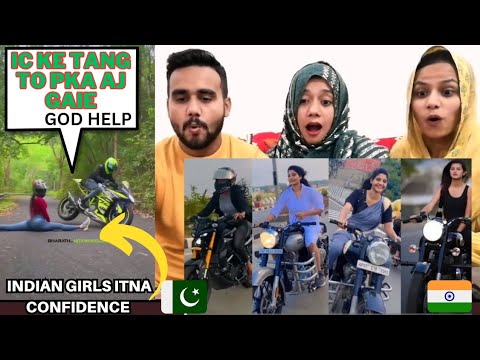 INDIAN Cute Girls Ride || Bullet KTM Super Bike || R15 || Pakistani Reaction || 🏍️🤩🤩