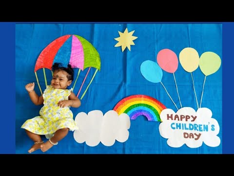 Children's Day theme Baby Photoshoot #Babyphotoshoot / Rainbow theme / parachute theme photoshoot