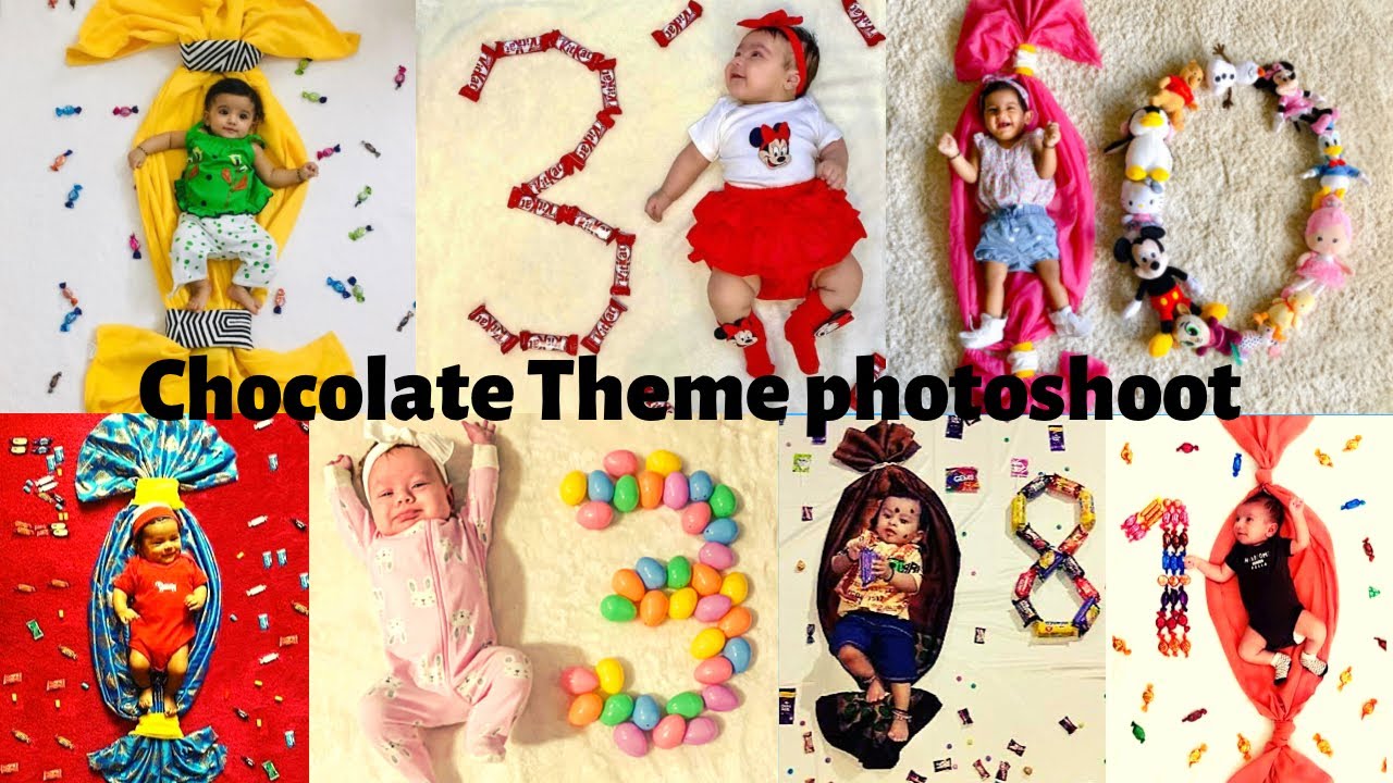 Baby Photoshoot diy at home|newborn baby photography|Monthly baby photo| chocolate theme  photoshoot