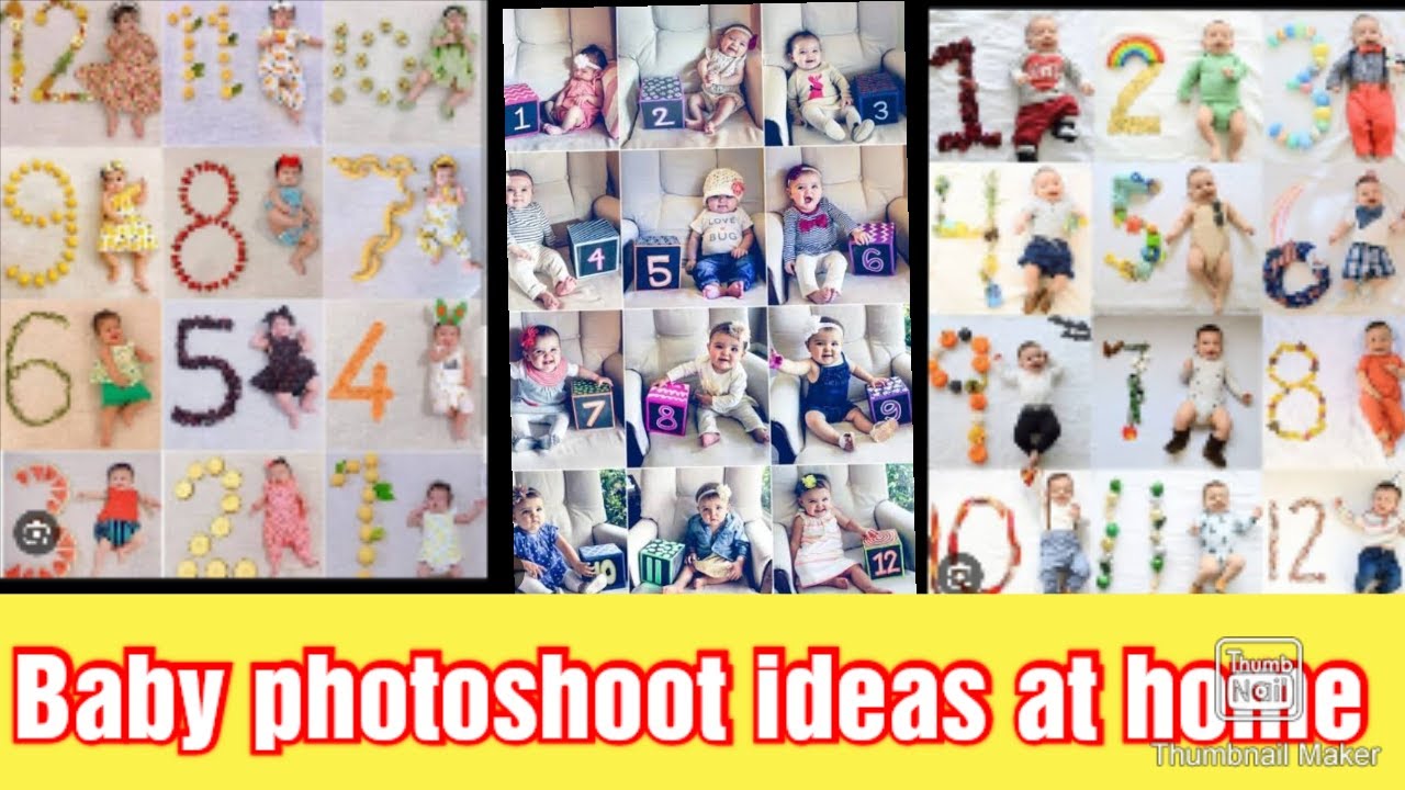 Baby monthly photoshoot ideas at home. Baby monthly photography ideas at home. Baby 1-12 month shoot