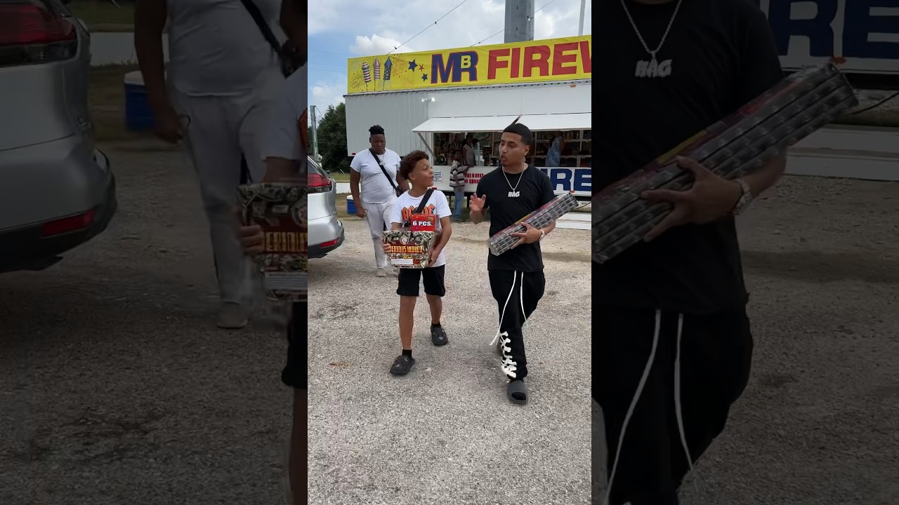 Big boy steals fireworks from another kid #shorts