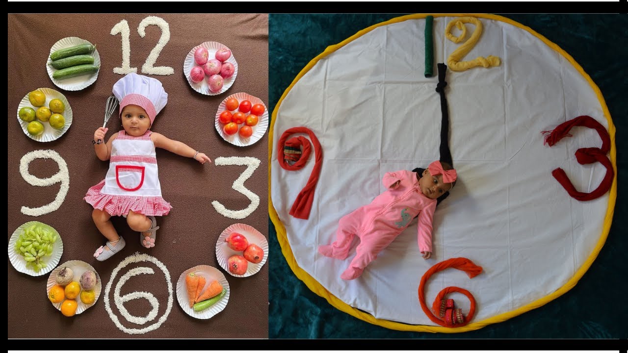 Clock Theme Baby Photoshoot Ideas | Baby Photoshoot Ideas at Home | Clock Theme | kevi creation