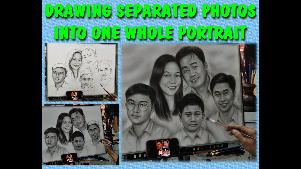 HOW TO DRAW SEPARATED PHOTOS INTO ONE WHOLE FAMILY PORTRAIT
