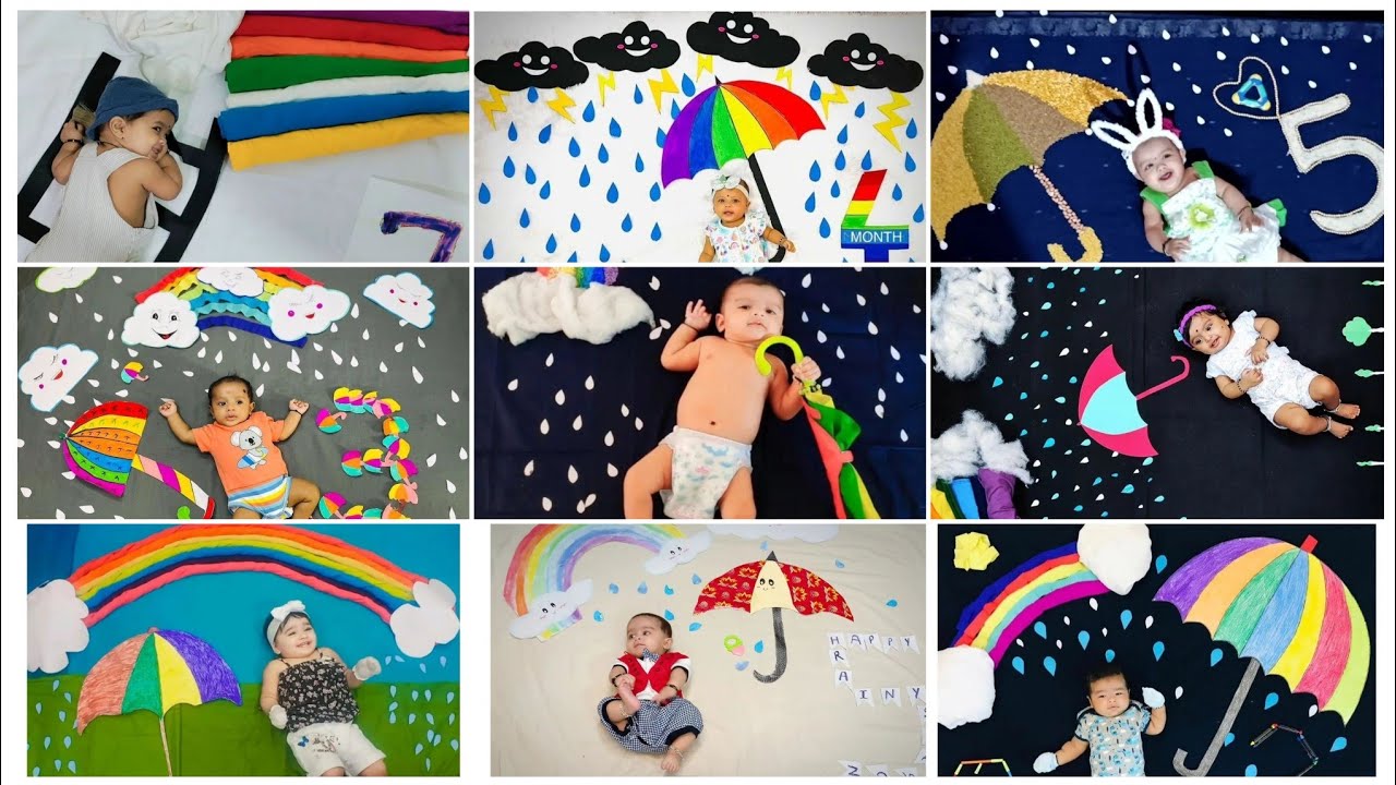 Monsoon theme baby photoshoot| Rainbow theme baby photoshoot| Baby Rain theme| Baby Monsoon theme