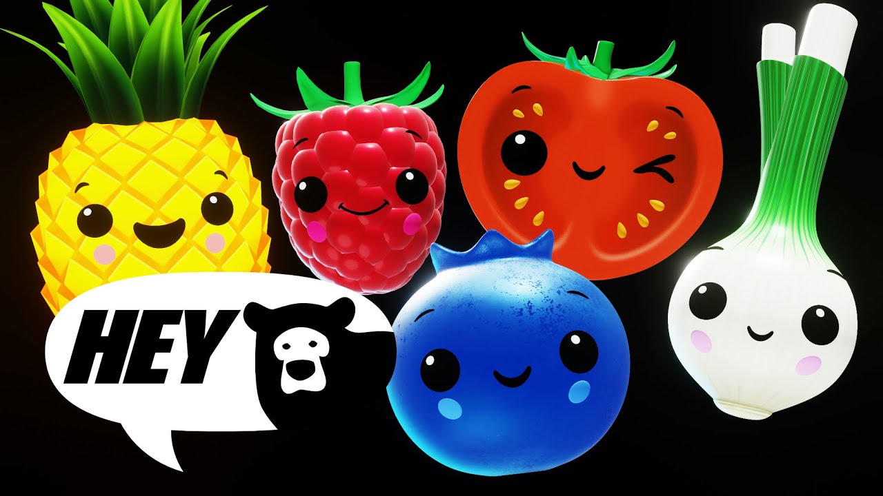 Hey Bear Sensory – Fruit Salad Dance Party – Counting 1 to 10 – Fun animation with music