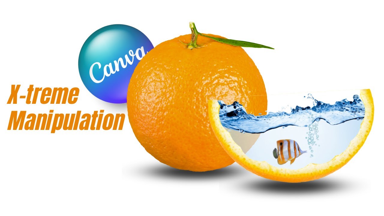 Photo manipulation Create aquarium from orange slice | Graphic design Canva Tutorial Advanced