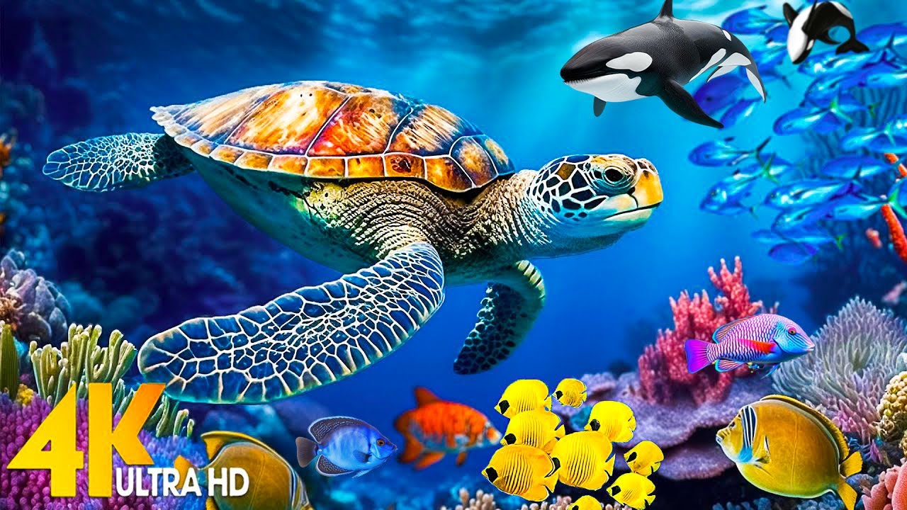 Aquarium 4K VIDEO (ULTRA HD) 🐠 Beautiful Relaxing Coral Reef Fish – Rare & Colorful Sea Life Video