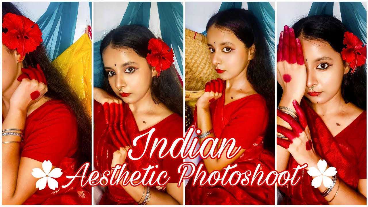 Aesthetic saree poses/Aesthetic self portrait photoshoot in Saree/Indian aesthetic photoshoot
