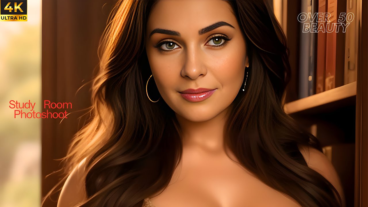 [4K] Natural Older Woman over 50 :  Study Room Photoshoot –  ai art lookbook