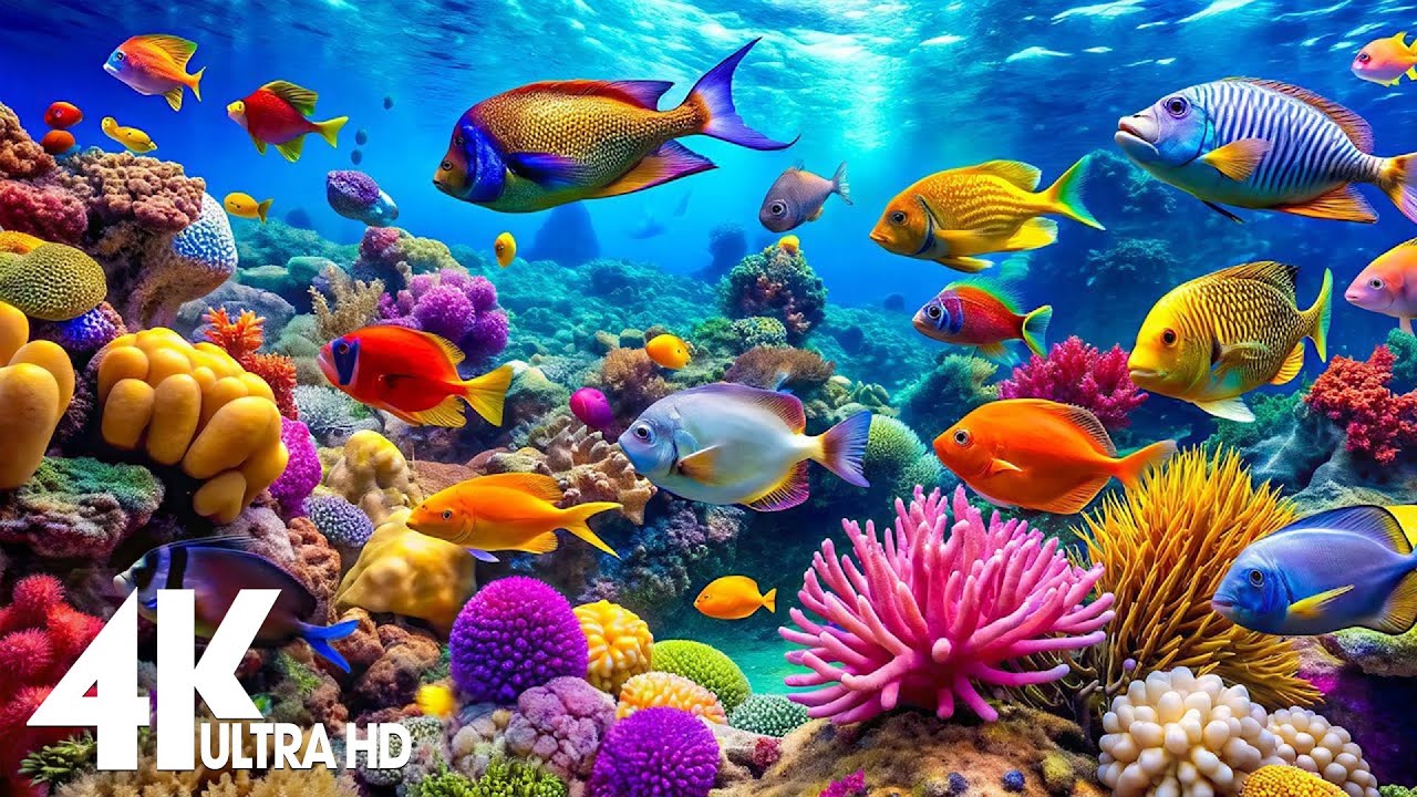 Aquarium 4K Ultra HD – Stunning Coral Reef Fish with Relaxing Meditation Music for Sleep