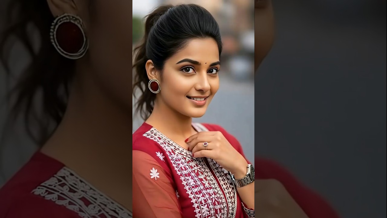 💃 Maroon Magic ✨ | Elegant Embroidered Kurta Look | Radiant Indian Beauty Portrait ❤️ #SareeHacks