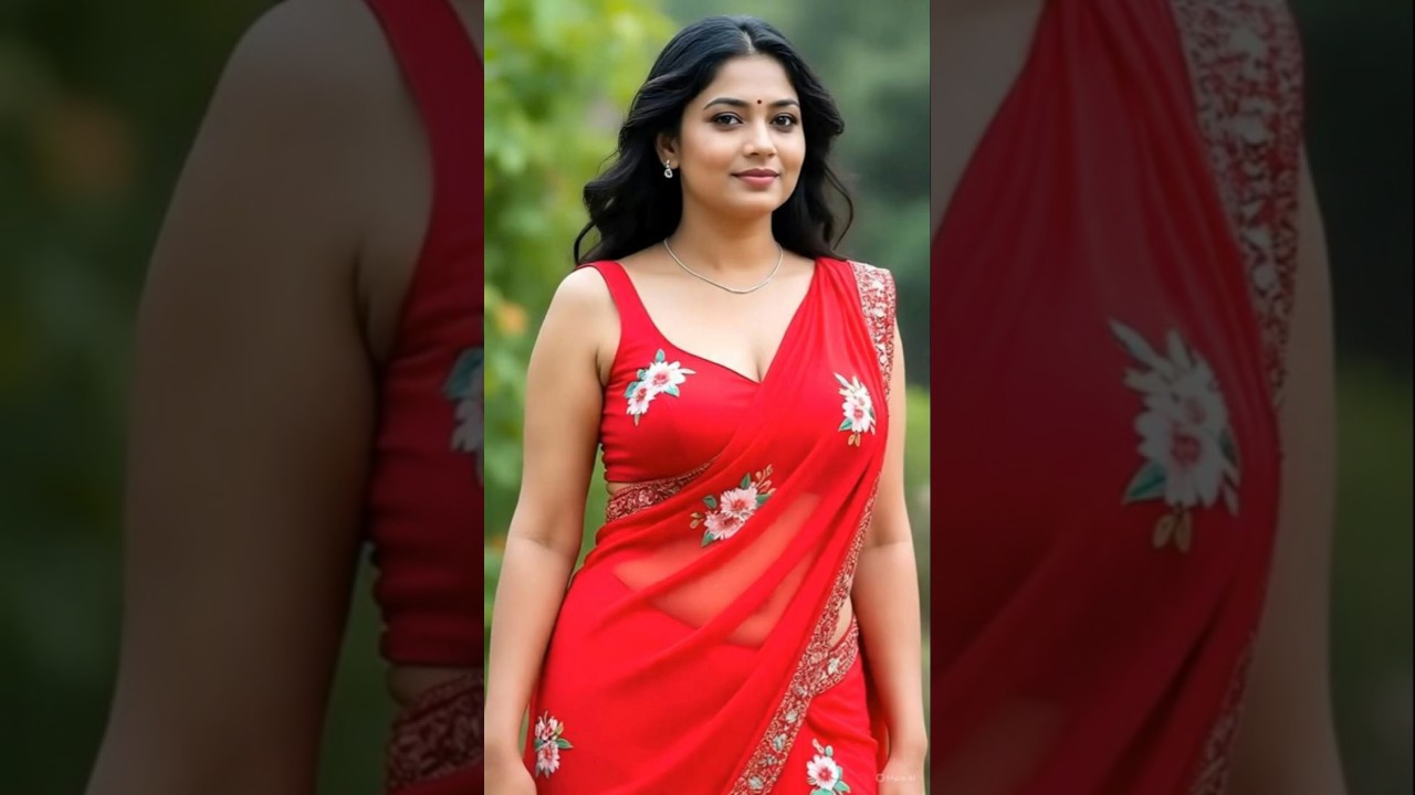 Stunning Crimson Georgette Saree with Floral Appliqués | Elegant Indian Saree | Desi Sarees