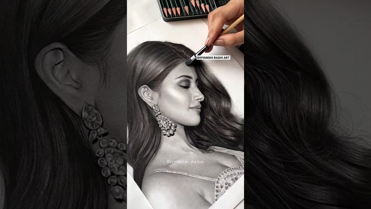 I took 1 year to finish this Pencil Drawing of Pooja Hegde 🤯 | Sketch with Charcoal #portrait #art