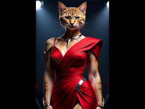 The Radiance of Red Shari: A Cat Bride's Portrait 🌟 #photoshoot #catmodel #sharitrend