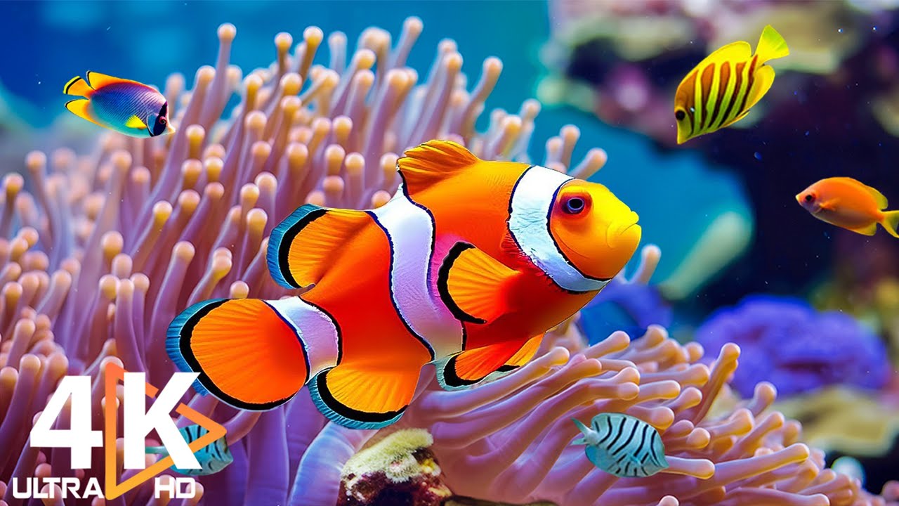 Aquarium 4K VIDEO (ULTRA HD) 🐠 Beautiful Coral Reef Fish – Relaxing Sleep Meditation Music #45