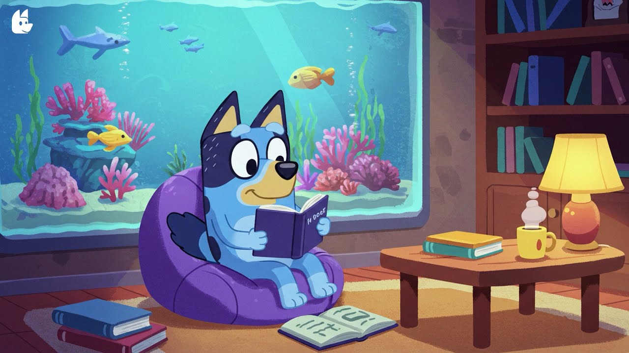 Bluey’s Study Time by the Aquarium 📖 Calm Lofi Beats for Focus 🎶 Peaceful Lofi Study Vibes