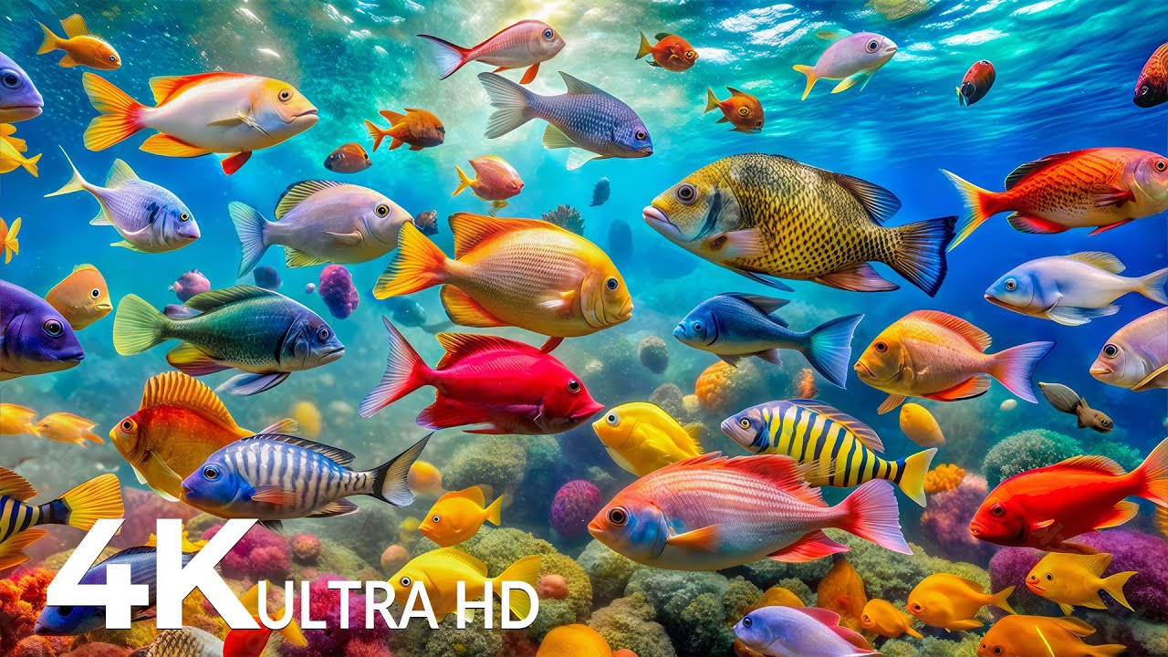 AQUARIUM 4K (ULTRA HD) – Beautiful Fish Swimming & Colorful Sea Life Video 🐠 Deep Sleep Music #6