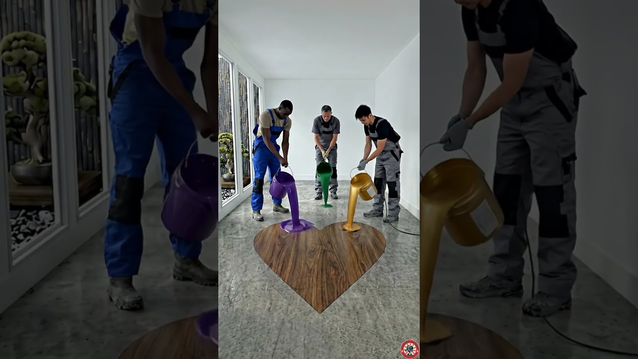 Heart Shaped Aquairium In a Living Room | Epoxy Flooring #beforeandafter #shorts  #aquarium