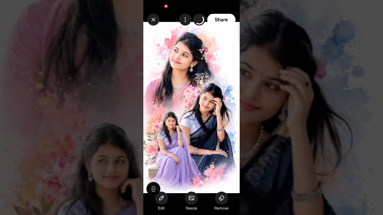 AI Triple Portrait Photo Editing Trending Watercolor Photo Edit Tutorial #viral #trending #instgram