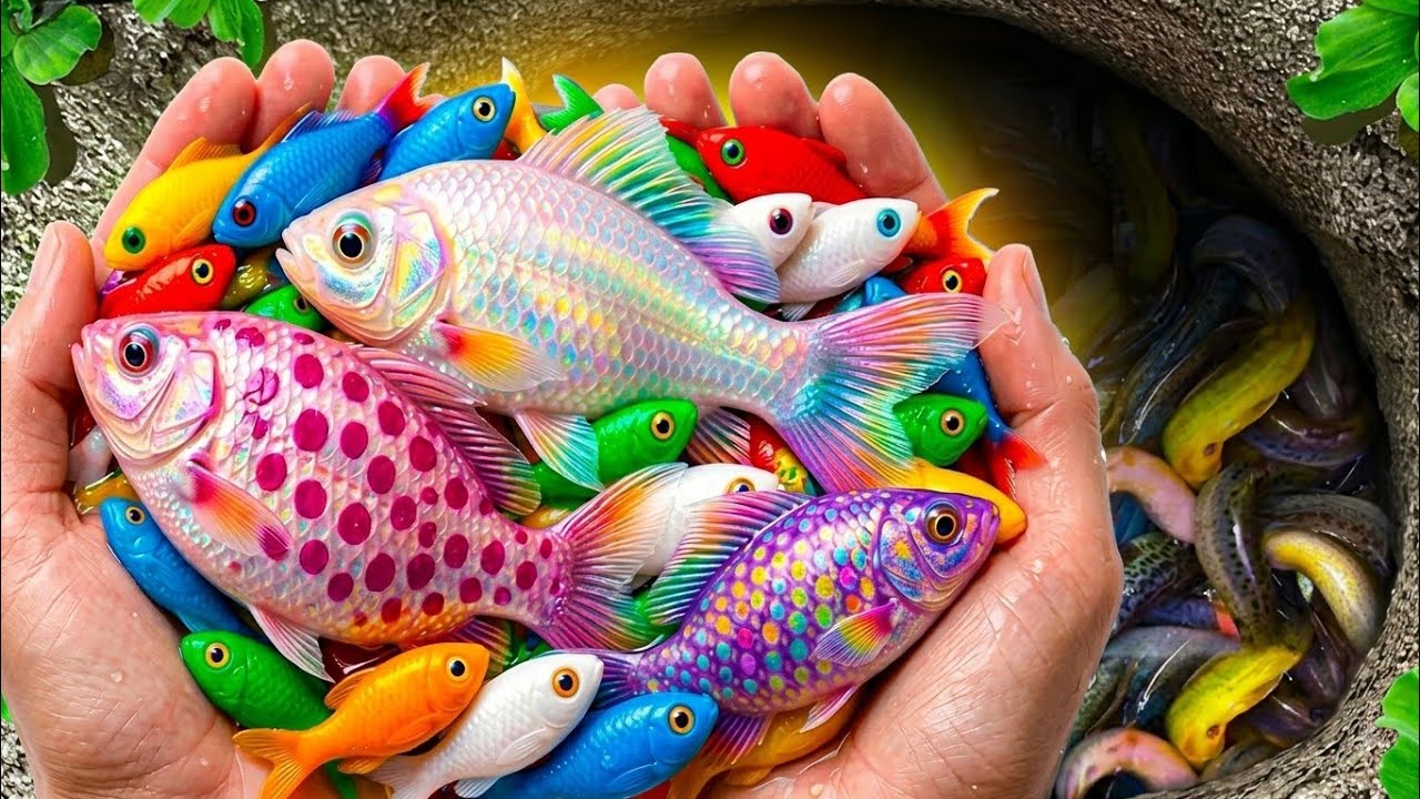 Catching Color fish Challenge Aquarium in the small pond by goldfish Betta and koi fish